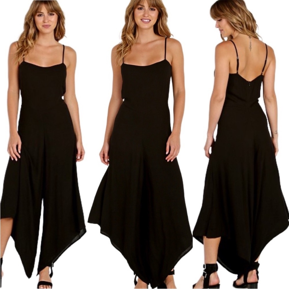 SRP $150+ Black Sleeveless Scarf Leg Jumpsuit